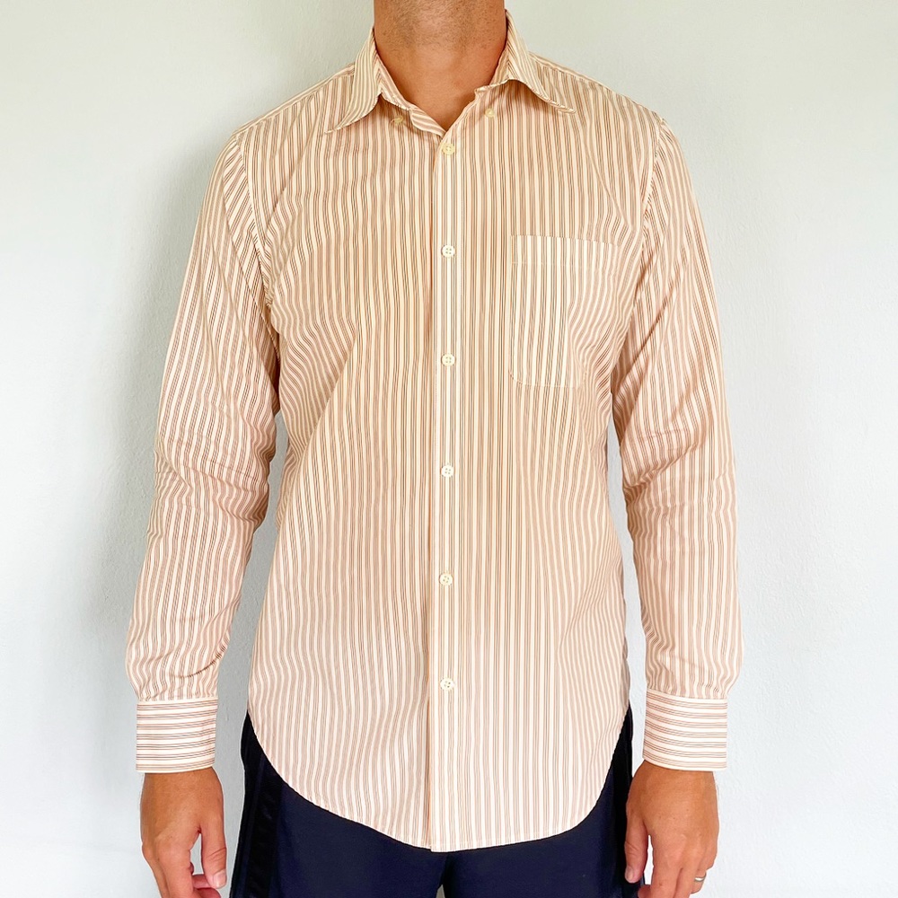 Banana Republic orange stripe classic fit button down dress shirt size medium
